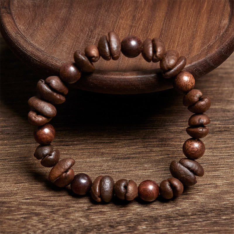 Pulsera protectora de sándalo y granos de café naturales con Buddha Stones - image 2