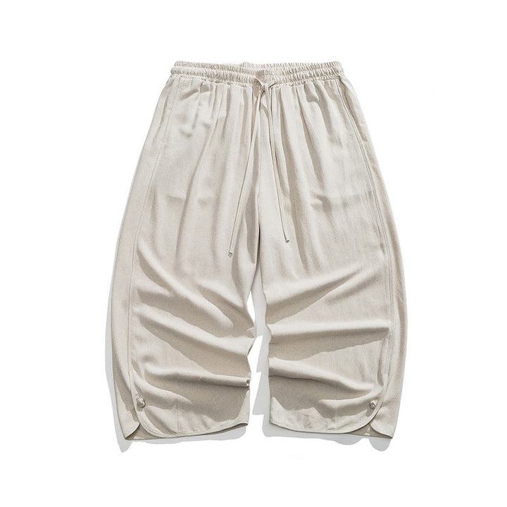 Pantalones casuales sueltos de algodón y lino con botones de rana para hombre, de Buddha Stones, con bolsillos, de longitud 7-8 - image 2