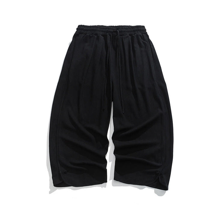 Pantalones casuales sueltos de algodón y lino con botones de rana para hombre, de Buddha Stones, con bolsillos, de longitud 7-8 - image 15