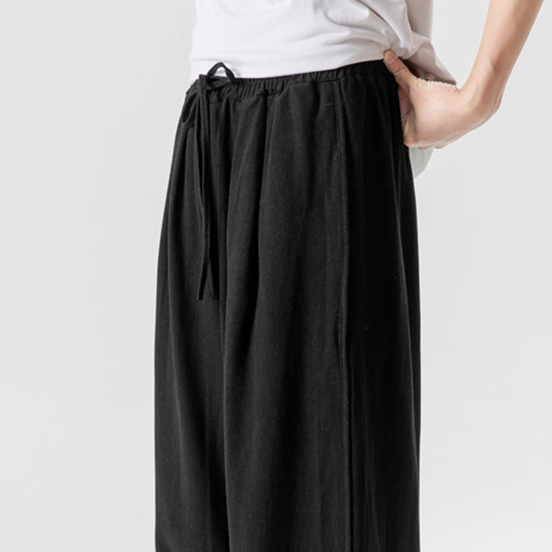 Pantalones casuales sueltos de algodón y lino con botones de rana para hombre, de Buddha Stones, con bolsillos, de longitud 7-8 - image 21