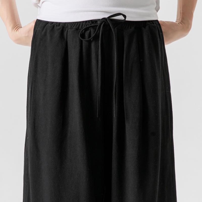 Pantalones casuales sueltos de algodón y lino con botones de rana para hombre, de Buddha Stones, con bolsillos, de longitud 7-8 - image 25