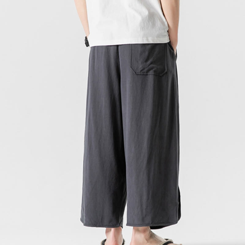 Pantalones casuales sueltos de algodón y lino con botones de rana para hombre, de Buddha Stones, con bolsillos, de longitud 7-8 - image 33