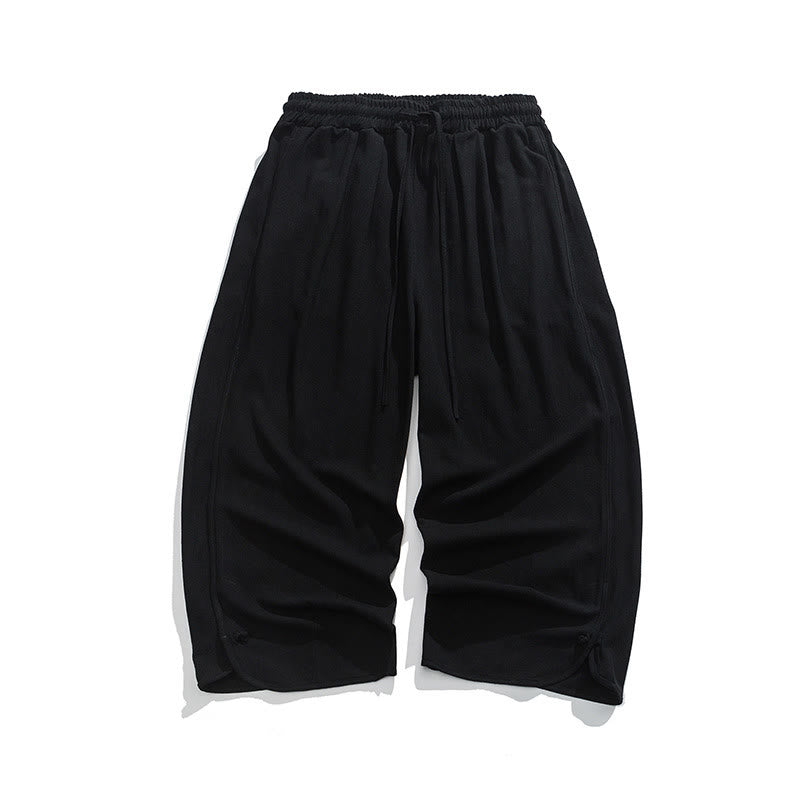 Pantalones casuales sueltos de algodón y lino con botones de rana para hombre, de Buddha Stones, con bolsillos, de longitud 7-8 - image 13