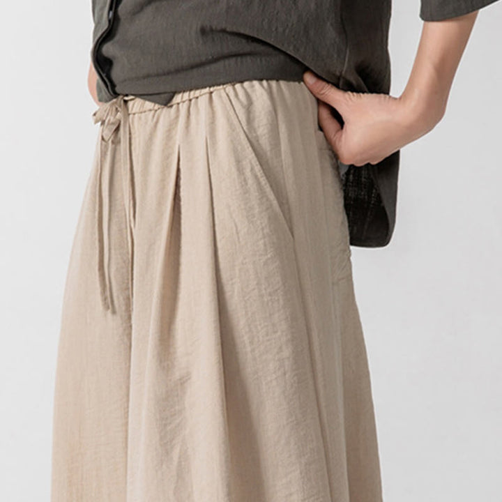 Pantalones casuales holgados de algodón Buddha Stones con botones de rana para hombre, de pierna ancha y bolsillos, de largo 7-8 - image 13