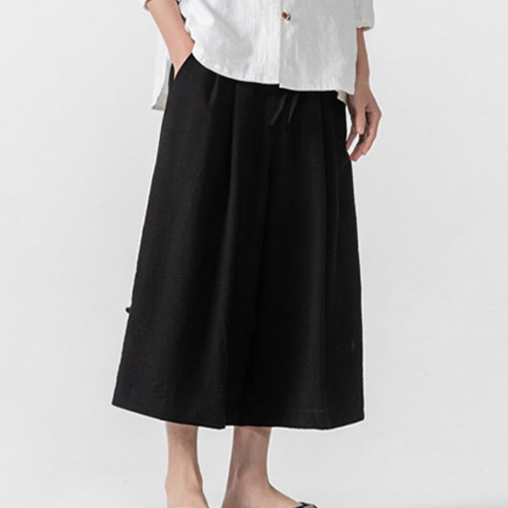 Pantalones casuales holgados de algodón Buddha Stones con botones de rana para hombre, de pierna ancha y bolsillos, de largo 7-8 - image 17
