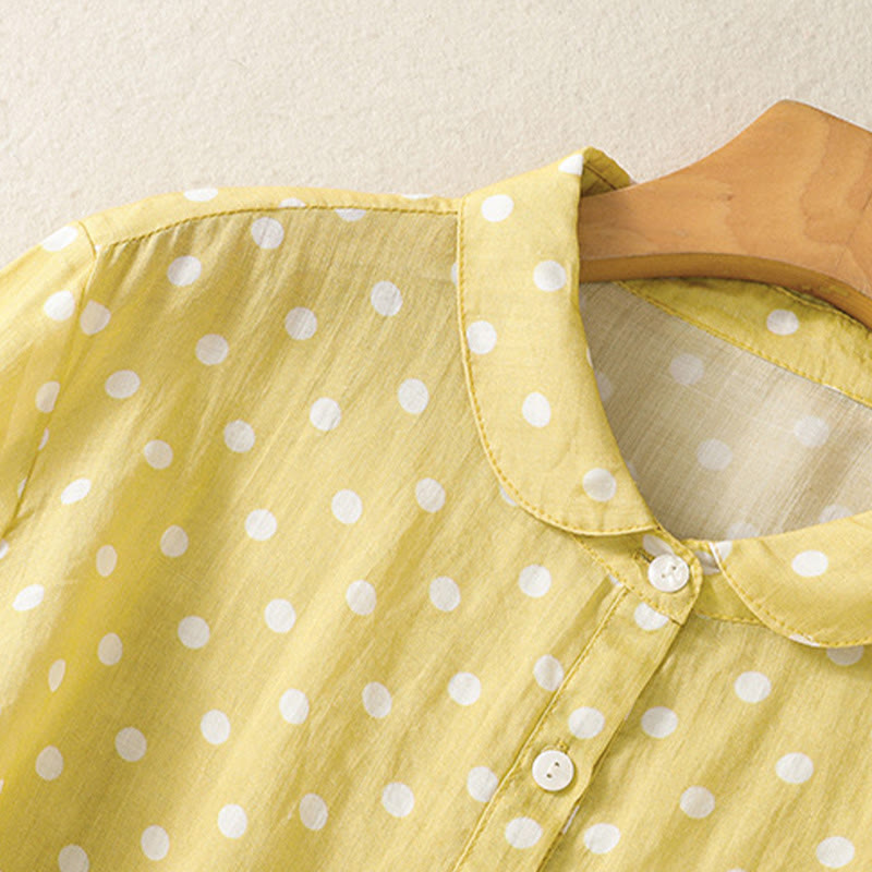 Vestido midi de poliéster con cuello alto, botones y lunares de primavera Buddha Stones y bolsillos - image 7