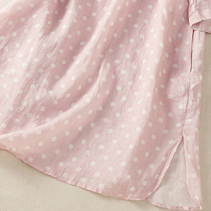 Vestido midi de poliéster con cuello alto, botones y lunares de primavera Buddha Stones y bolsillos - image 15