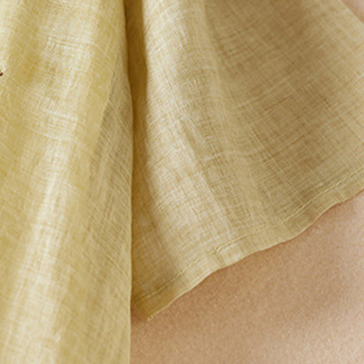 Vestido midi de fibra con cuello redondo, media manga y hojas bordadas con Buddha Stones - image 2