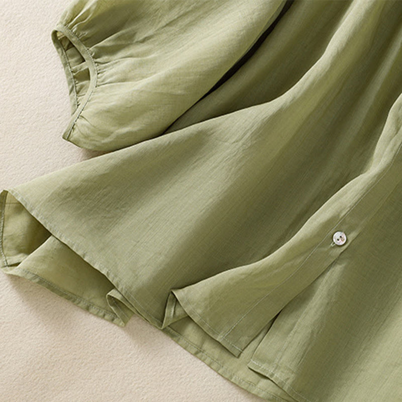 Camisa de algodón para mujer con cuello redondo, botones y manga tres cuartos, con estampado de Buddha Stones - image 10