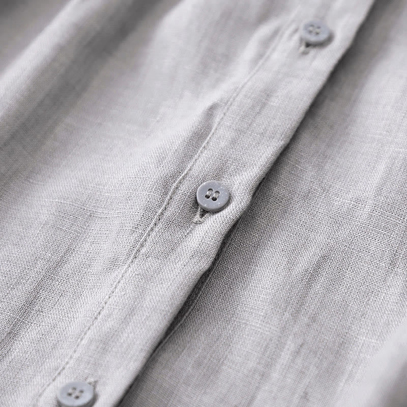 Camisa de algodón para mujer con diseño plisado, botones lisos y cuello redondo, manga tres cuartos, con Buddha Stones - image 25