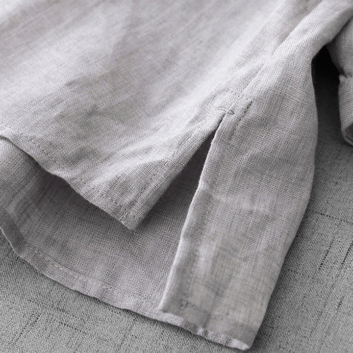 Camisa de algodón para mujer con diseño plisado, botones lisos y cuello redondo, manga tres cuartos, con Buddha Stones - image 28