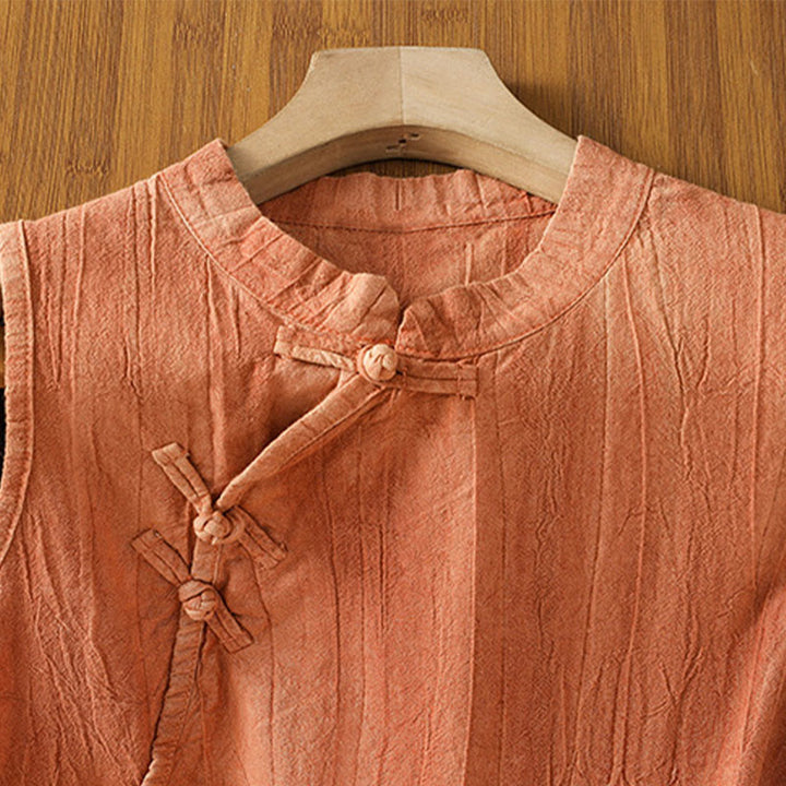 Chaleco sin mangas de algodón para mujer con diseño retro de rana y botones de Buddha Stones - image 4