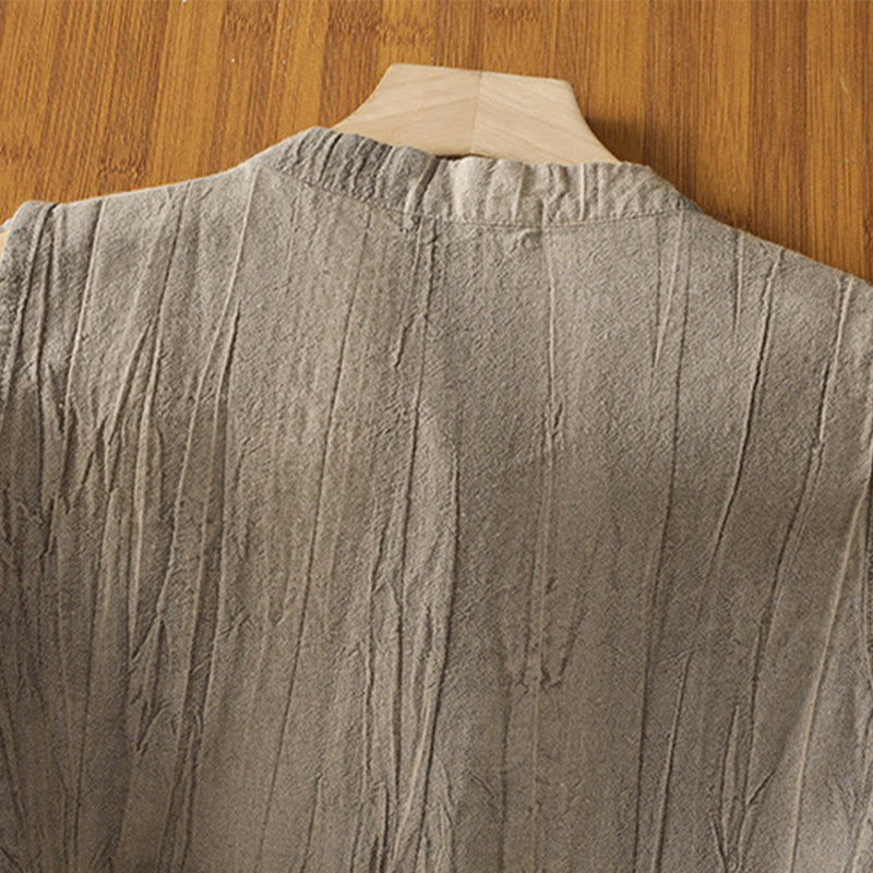 Chaleco sin mangas de algodón para mujer con diseño retro de botones de rana y estampado de Buddha Stones - image 20