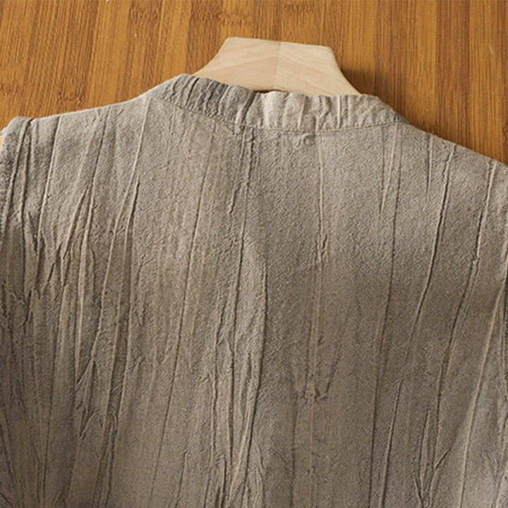 Chaleco sin mangas de algodón para mujer con diseño retro de botones de rana y estampado de Buddha Stones - image 20
