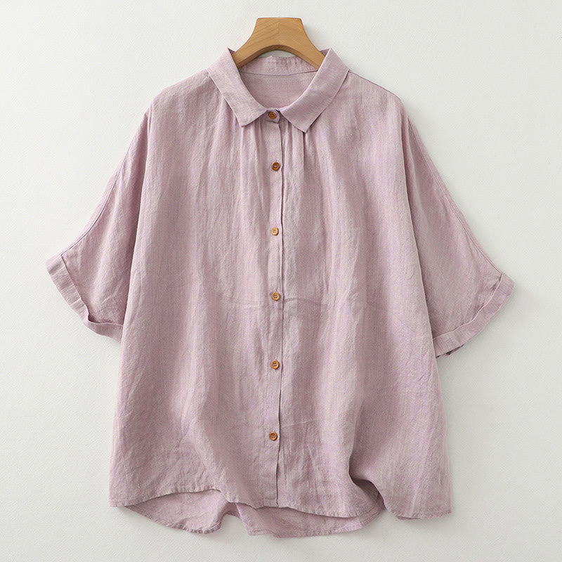 Camisa de manga corta para mujer con botones y estampado de Buddha Stones. - Cardo - US12, UK/AU16, EU44 (2XL) - image 1