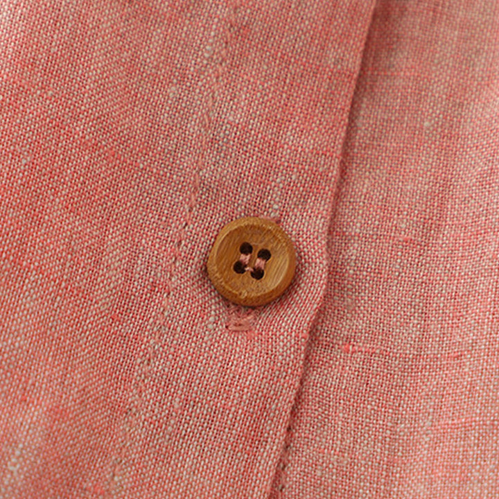 Camisa informal de lino y algodón para mujer con botones lisos y media manga Buddha Stones - image 14