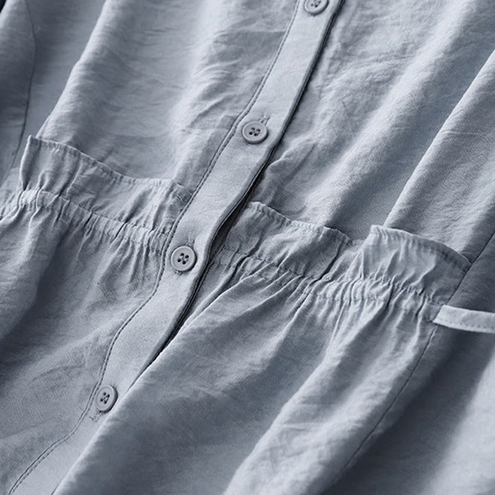 Camisa de algodón de manga corta con botones y cordones de verano para mujer con Buddha Stones - image 8