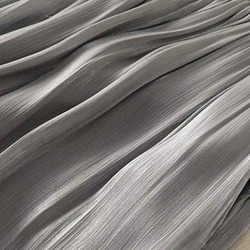 Pantalones anchos para mujer con cintura elástica, diseño plisado y bolsillos en gris claro con Buddha Stones - image 14