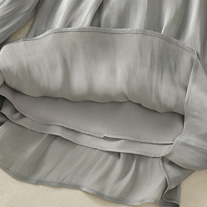 Pantalones anchos para mujer con cintura elástica, diseño plisado y bolsillos en gris claro con Buddha Stones - image 10