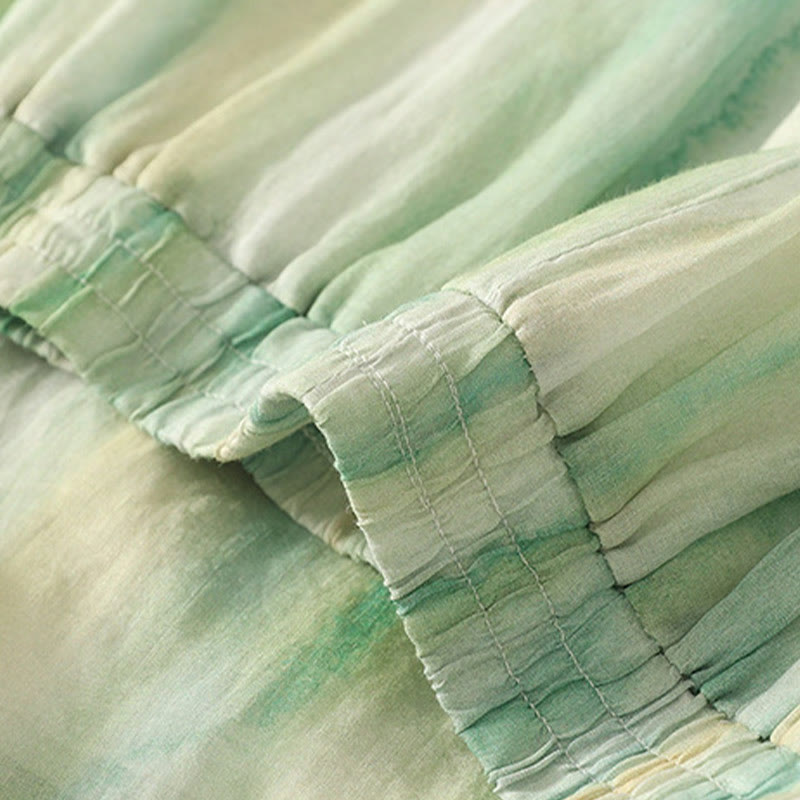 Pantalones de lino y algodón con cintura elástica para mujer, de Buddha Stones, de 7 a 8 de largo y pierna ancha, con bolsillos - image 4