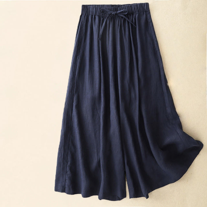 Pantalones capri de verano con cintura elástica y pernera ancha para mujer con bolsillos de Buddha Stones - Marina de guerra - US14, UK/AU18, EU46 (3XL) - image 12