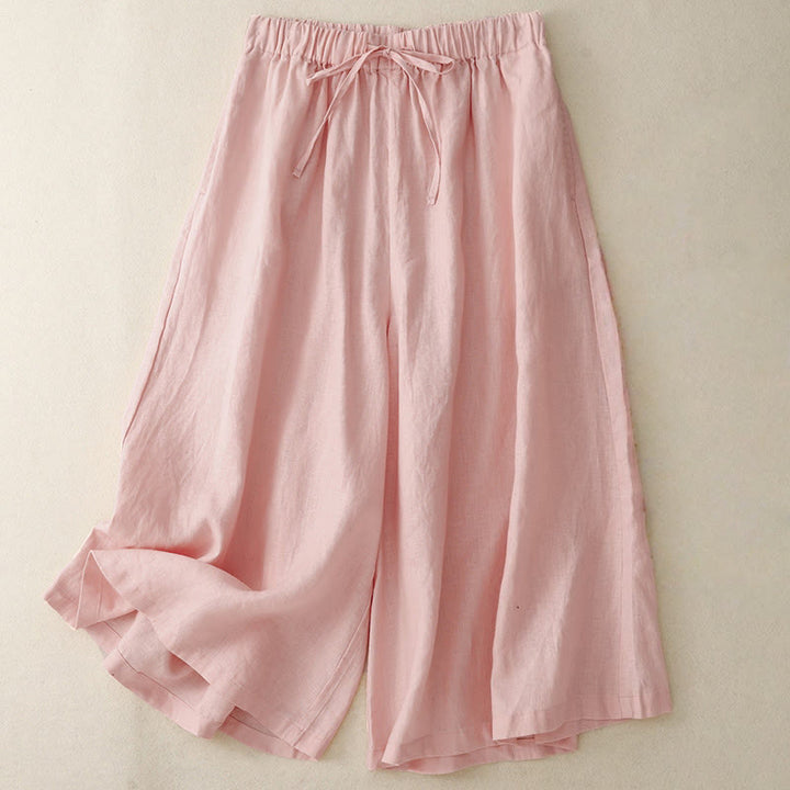 Pantalones capri de verano con cintura elástica y pernera ancha para mujer con bolsillos de Buddha Stones - Rosa claro - US14, UK/AU18, EU46 (3XL) - image 7