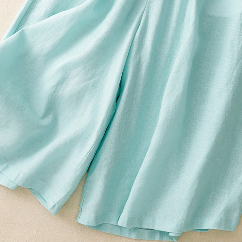 Pantalones capri de verano con cintura elástica y pernera ancha para mujer con bolsillos de Buddha Stones - image 5