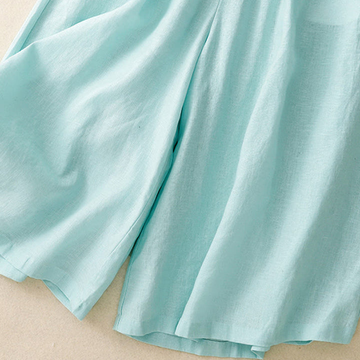 Pantalones capri de verano con cintura elástica y pernera ancha para mujer con bolsillos de Buddha Stones - image 5