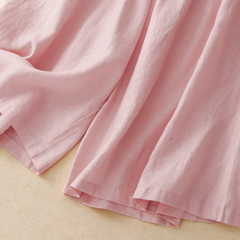 Pantalones capri de verano con cintura elástica y pernera ancha para mujer con bolsillos de Buddha Stones - image 9