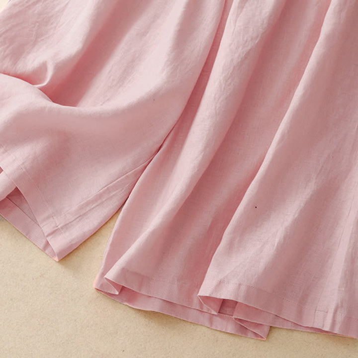 Pantalones capri de verano con cintura elástica y pernera ancha para mujer con bolsillos de Buddha Stones - image 9