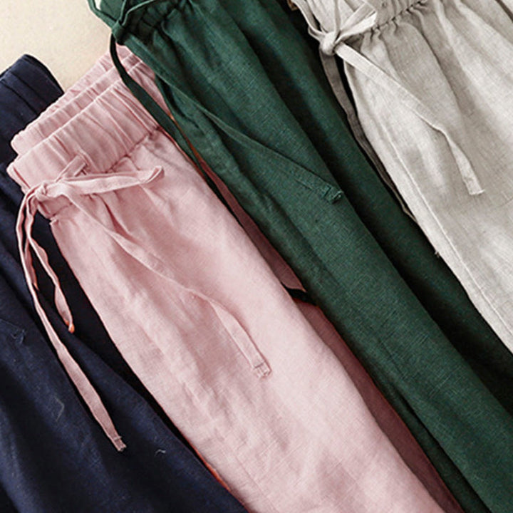 Pantalones capri de verano con cintura elástica y pernera ancha para mujer con bolsillos de Buddha Stones - image 30
