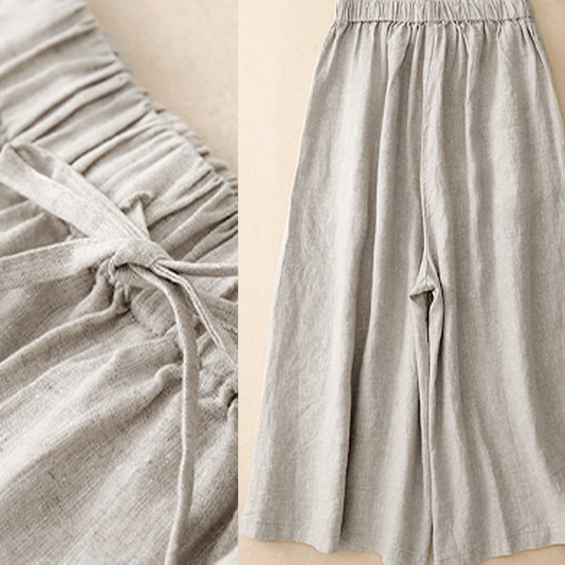 Pantalones capri de verano con cintura elástica y pernera ancha para mujer con bolsillos de Buddha Stones - image 18