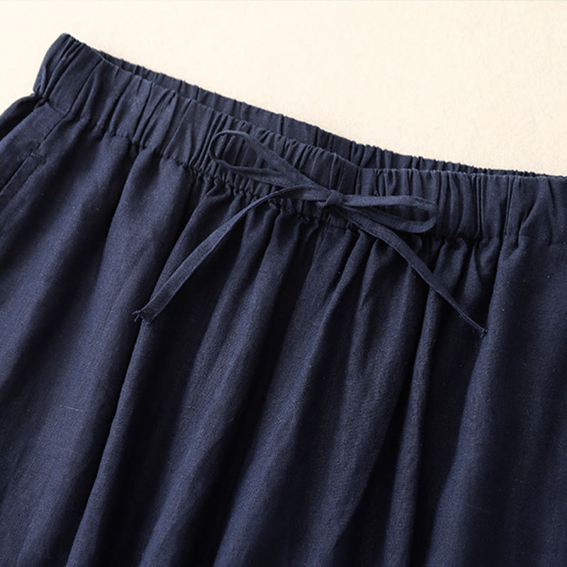 Pantalones capri de verano con cintura elástica y pernera ancha para mujer con bolsillos de Buddha Stones - image 13
