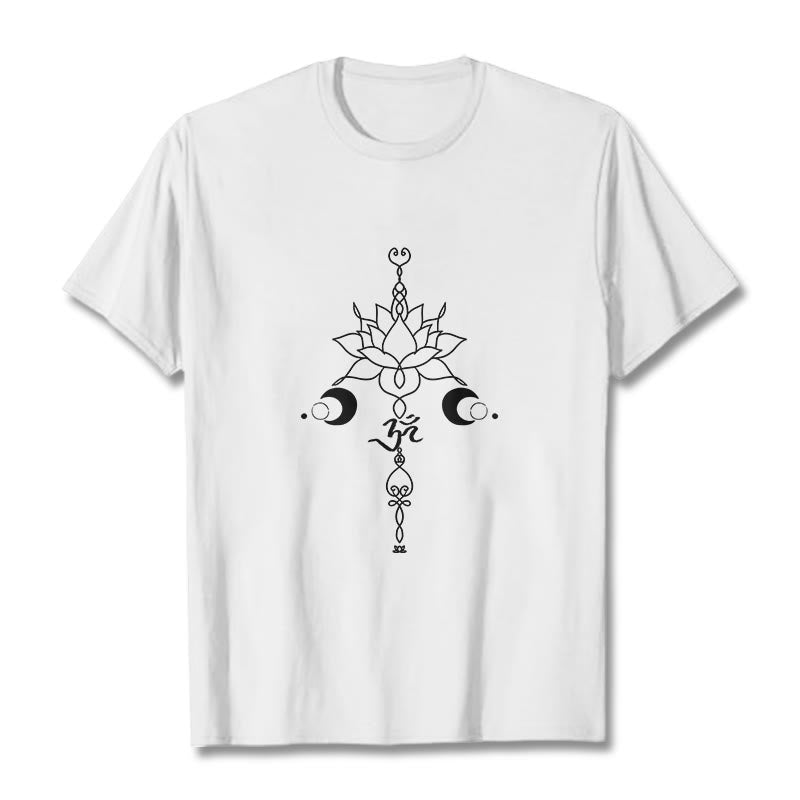 Camiseta con estampado de flor de loto y símbolo Buddha Stones - Blanco - 2XL - image 6