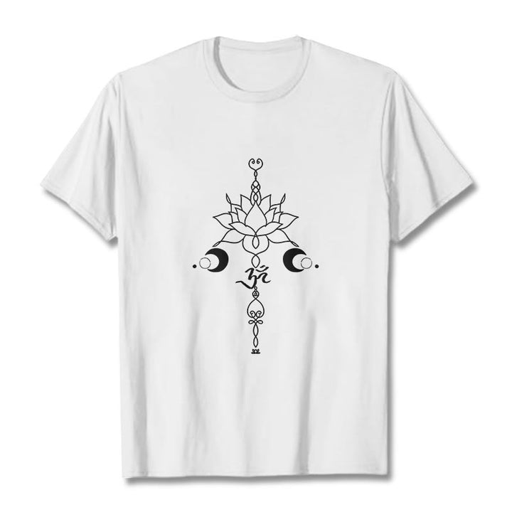 Camiseta con estampado de flor de loto y símbolo Buddha Stones - Blanco - 2XL - image 6
