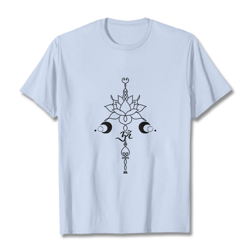 Camiseta con estampado de flor de loto y símbolo Buddha Stones - Cian claro - 2XL - image 19