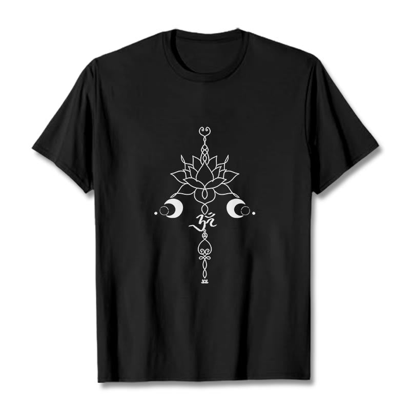Camiseta con estampado de flor de loto y símbolo Buddha Stones - Negro - 2XL - image 1