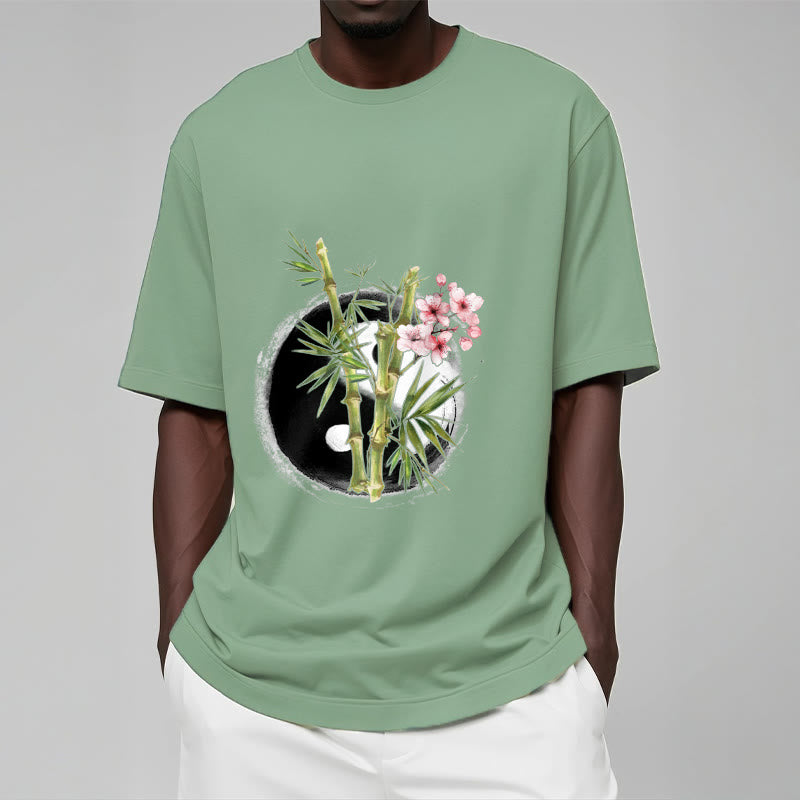 Camiseta con estampado de flores de melocotón, bambú, yin y yang y Buddha Stones - image 16