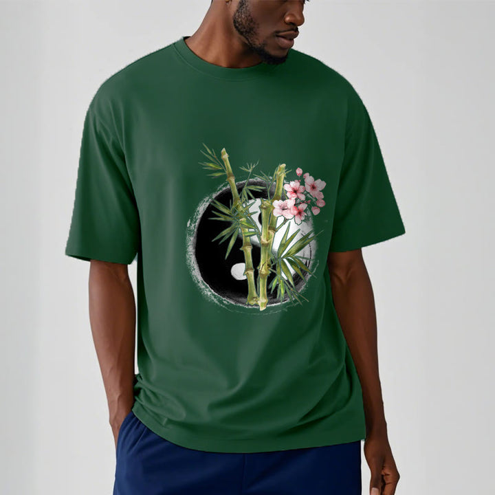 Camiseta con estampado de flores de melocotón, bambú, yin y yang y Buddha Stones - image 12