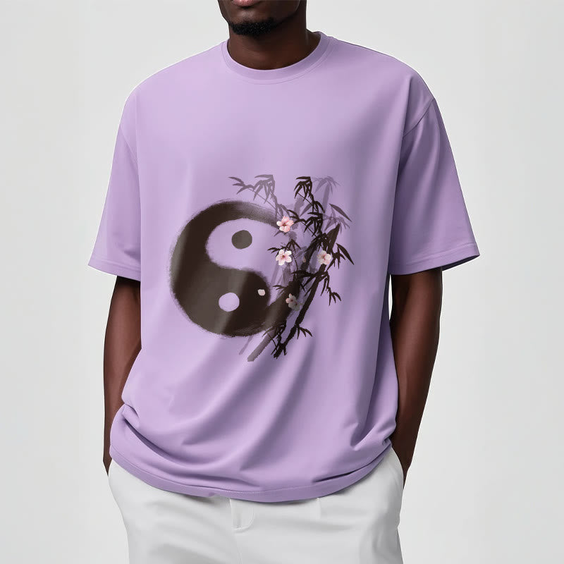 Buddha Stones Camiseta con estampado de bambú y flor de cerezo Yin Yang - image 16