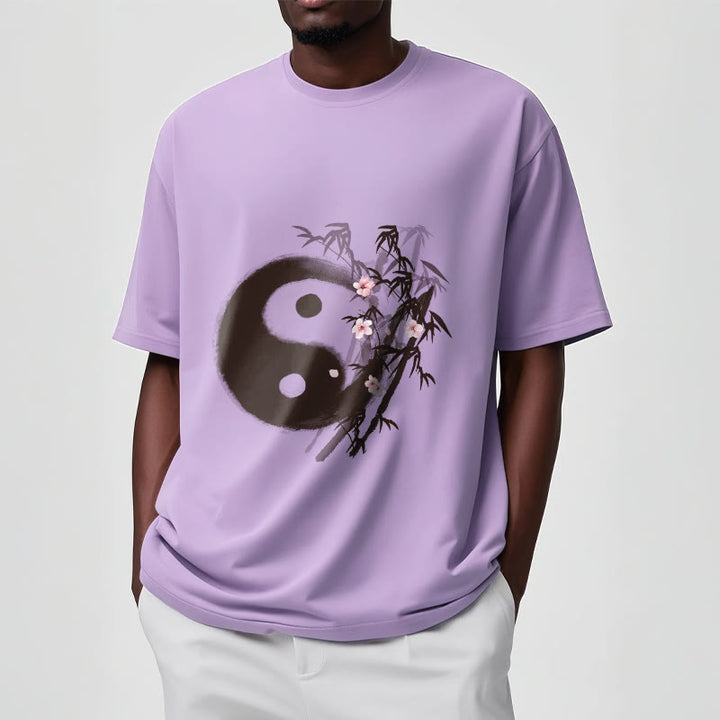 Buddha Stones Camiseta con estampado de bambú y flor de cerezo Yin Yang - image 16