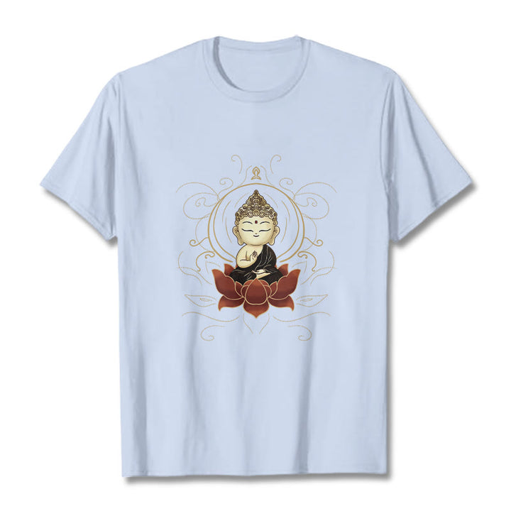 Camiseta con estampado de Buddha Stones de Buda de loto - Cian claro - 2XL - image 19