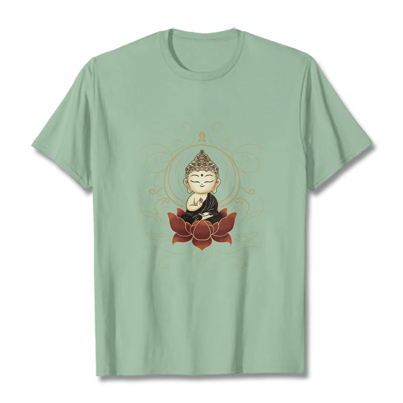 Camiseta con estampado de Buddha Stones de Buda de loto - Verde pálido - 2XL - image 15