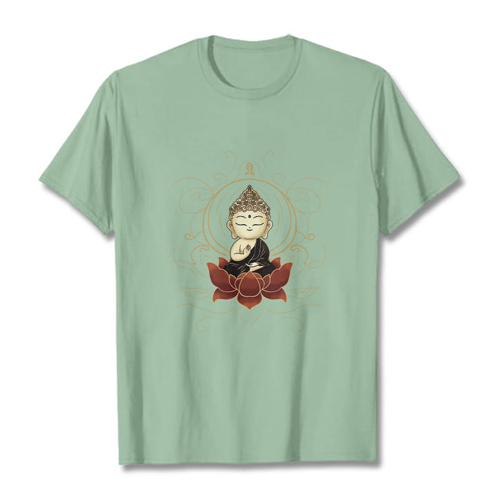 Camiseta con estampado de Buddha Stones de Buda de loto - Verde pálido - 2XL - image 15