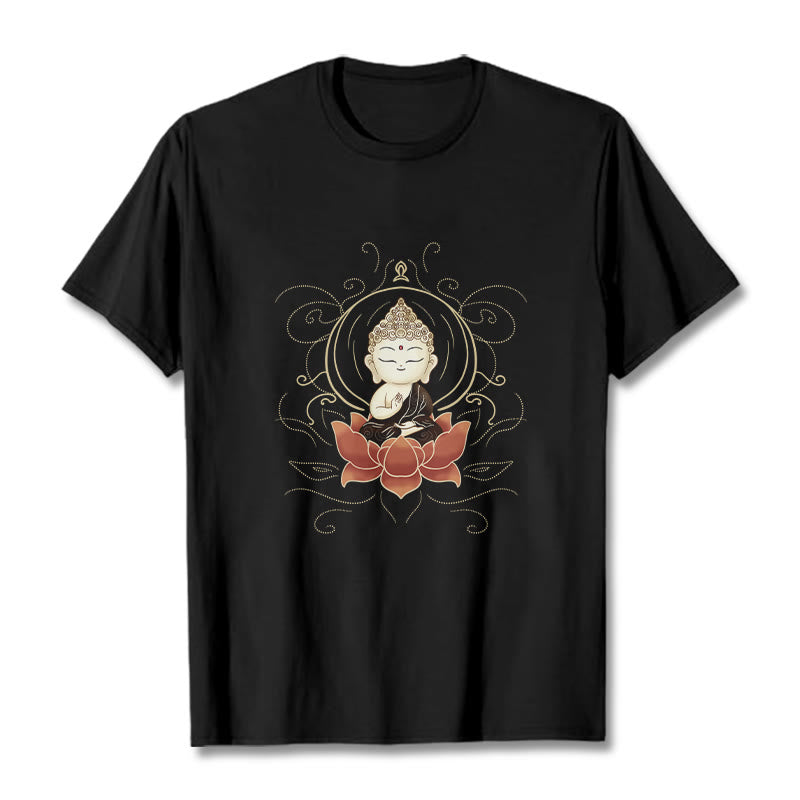 Camiseta con estampado de Buddha Stones de Buda de loto - Negro - 2XL - image 4