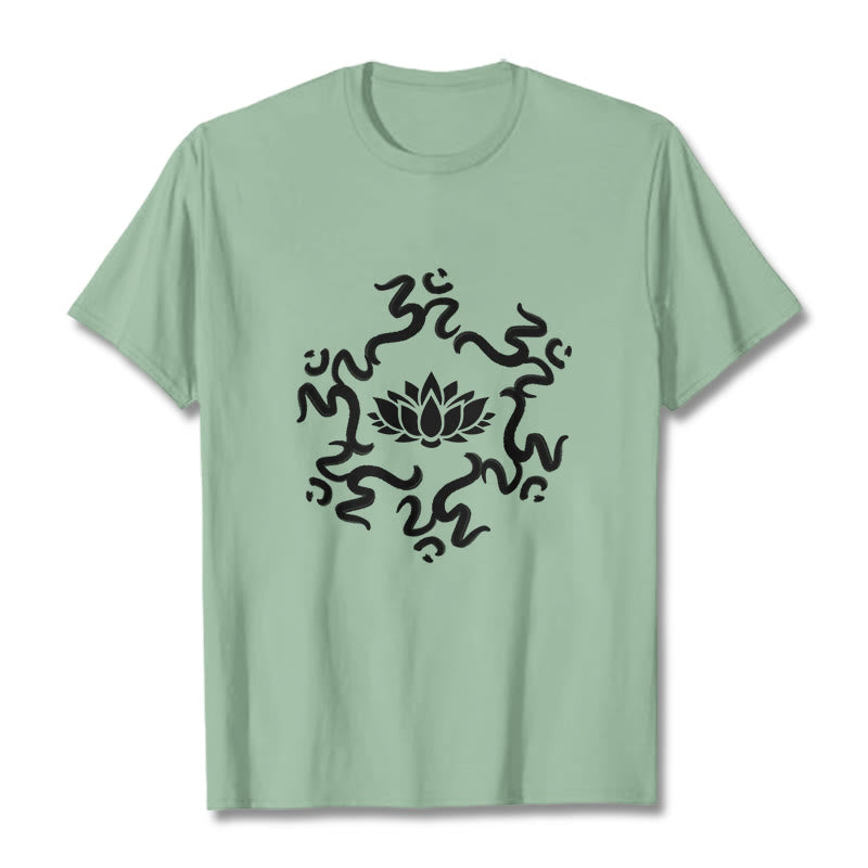 Camiseta con estampado de flor de loto y símbolo OM de Buddha Stones - Verde pálido - 2XL - image 16