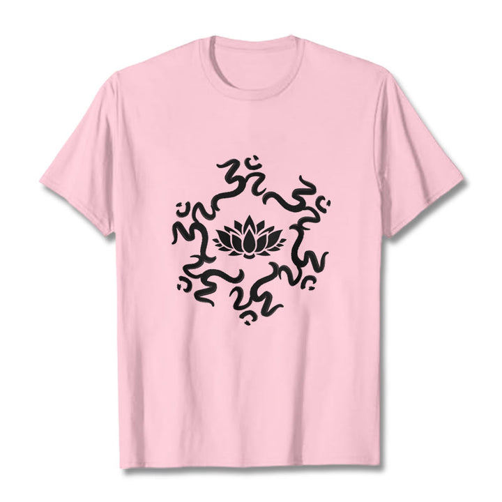 Camiseta con estampado de flor de loto y símbolo OM de Buddha Stones - Rosa claro - 2XL - image 14