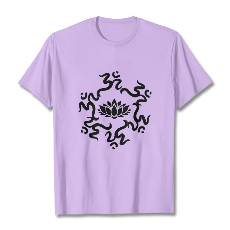Camiseta con estampado de flor de loto y símbolo OM de Buddha Stones - Ciruela - 2XL - image 18