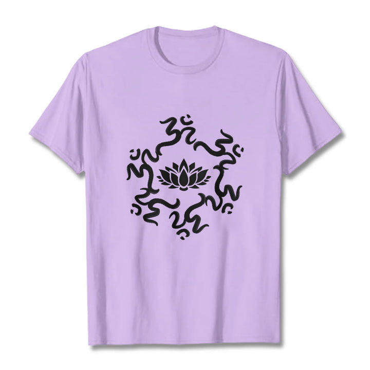 Camiseta con estampado de flor de loto y símbolo OM de Buddha Stones - Ciruela - 2XL - image 18