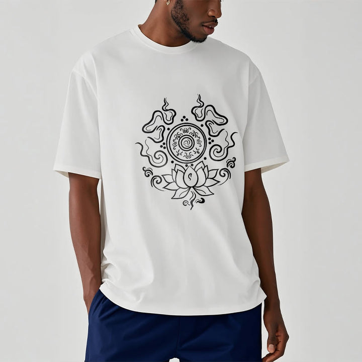 Camiseta con diseño de flor de loto y rueda del Dharma de Buddha Stones - image 9